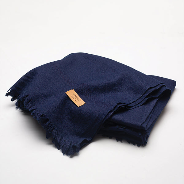 DOBBY SHAWL-Navy Blue